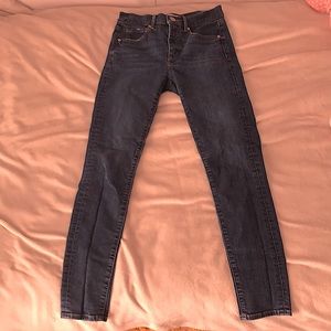 Skinny, dark wash, ankle, blue jeans